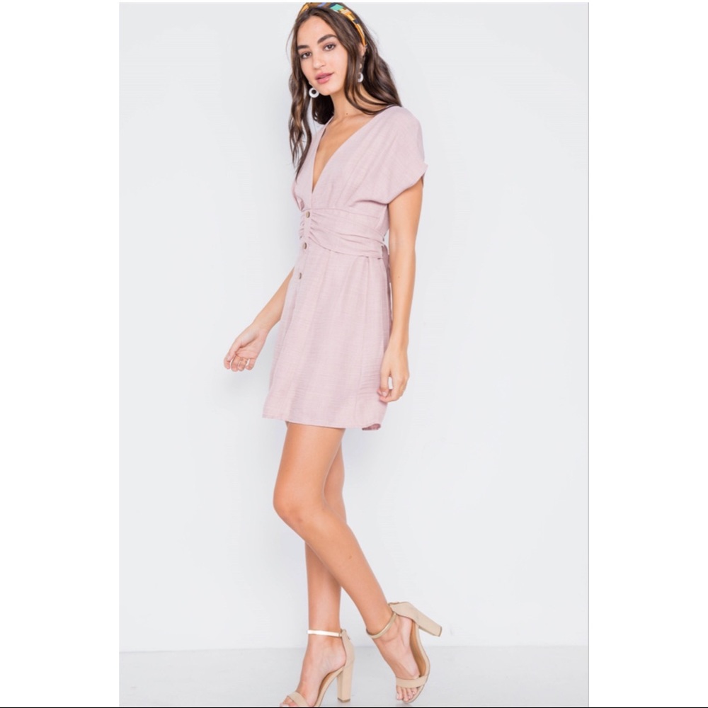 LAST ONE _ Light Mauve Boho Mini Dress - Picture 2 of 3